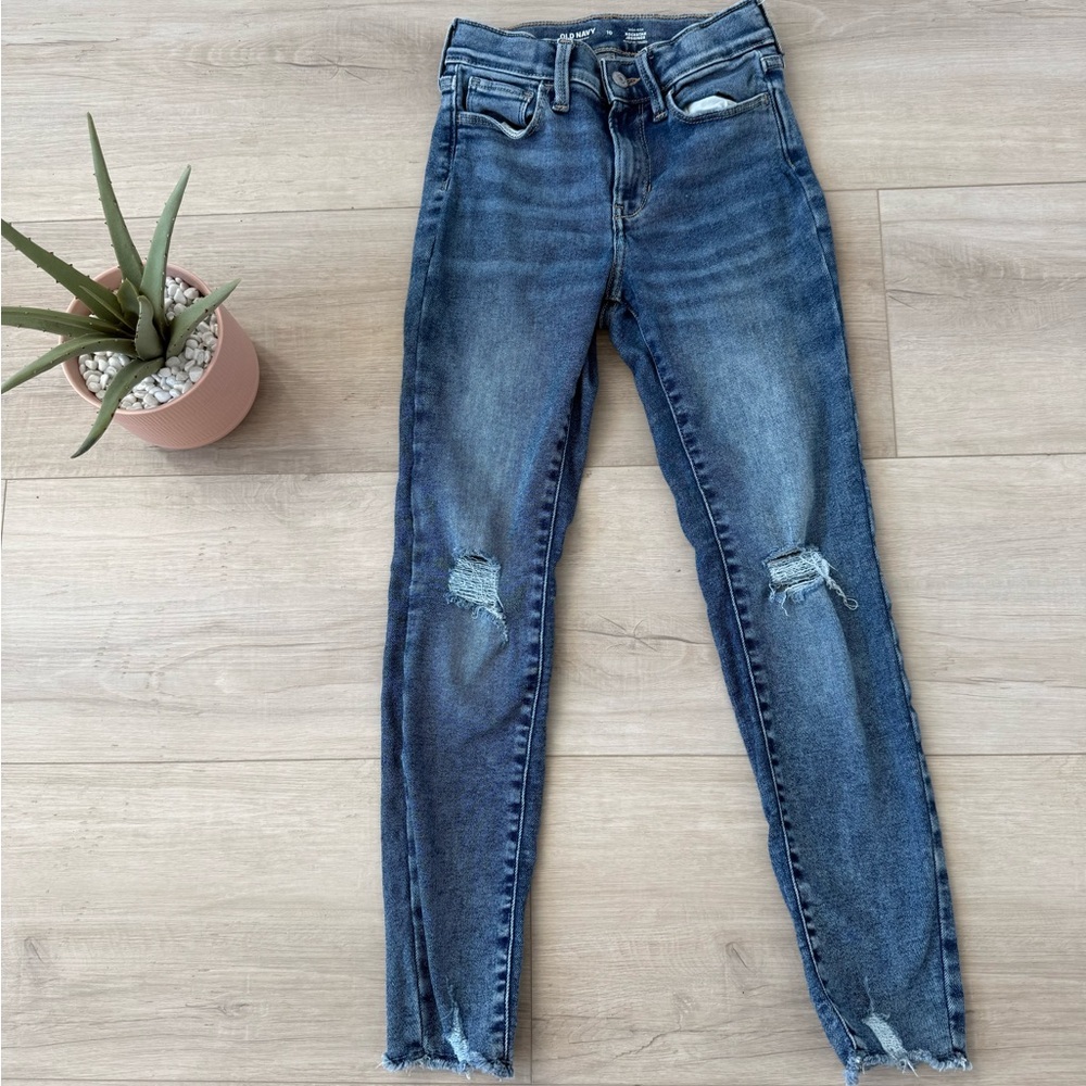Girls Old Navy Rockstar Jeggings High rise size 10 distressed